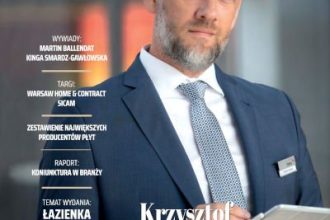 Okładka miesięcznika BIZNES.meble.pl - wydanie grudzień 2023. Na okładce Krzysztof Rykowski, CEO Imos Polska. Fot. Tomasz Markowski.