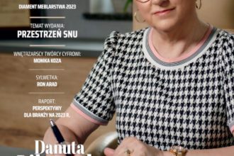 Okładka miesięcznika BIZNES.meble.pl - wydanie styczeń 2023. Na okładce Danuta Liberacka, właścicielka PPUH Danuta Liberacka.