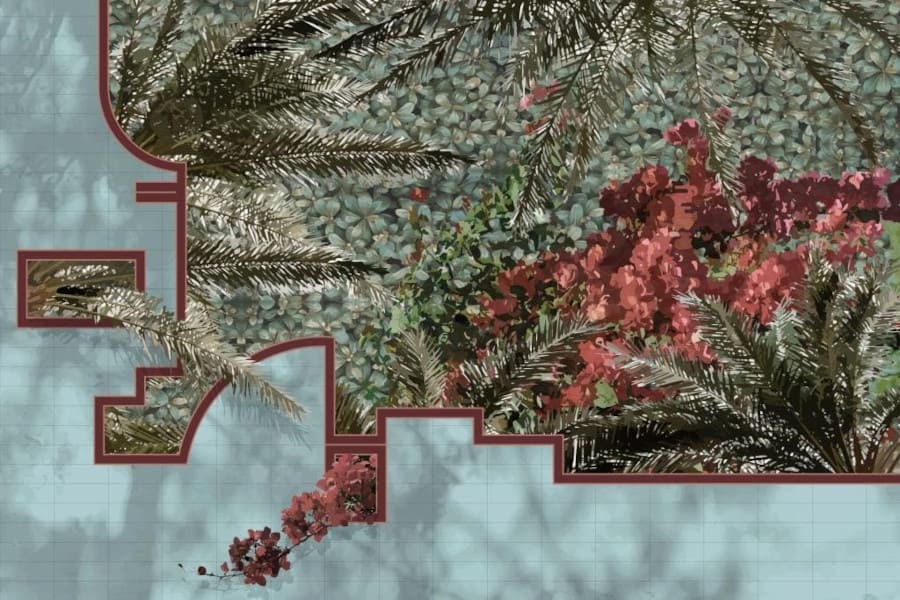 Proste formy geometryczne i chromatyzmy harmonijnie wtopione w naturalny krajobraz – taki jest dywan „Marina” marki Moooi.