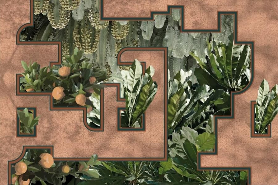 W projekcie „Noto” dla marki Moooi wibrująca flora i nasycone odcienie śródlądowe są zintegrowane z unikalną i charakterystyczną architekturą śródziemnomorską.