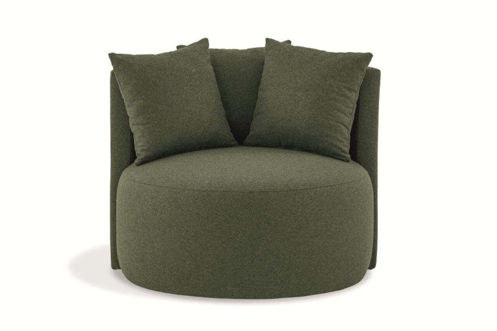 Fotel Queens – w tkaninie Wool Lichen 24 marki Dekoma, proj. Motiv Home.