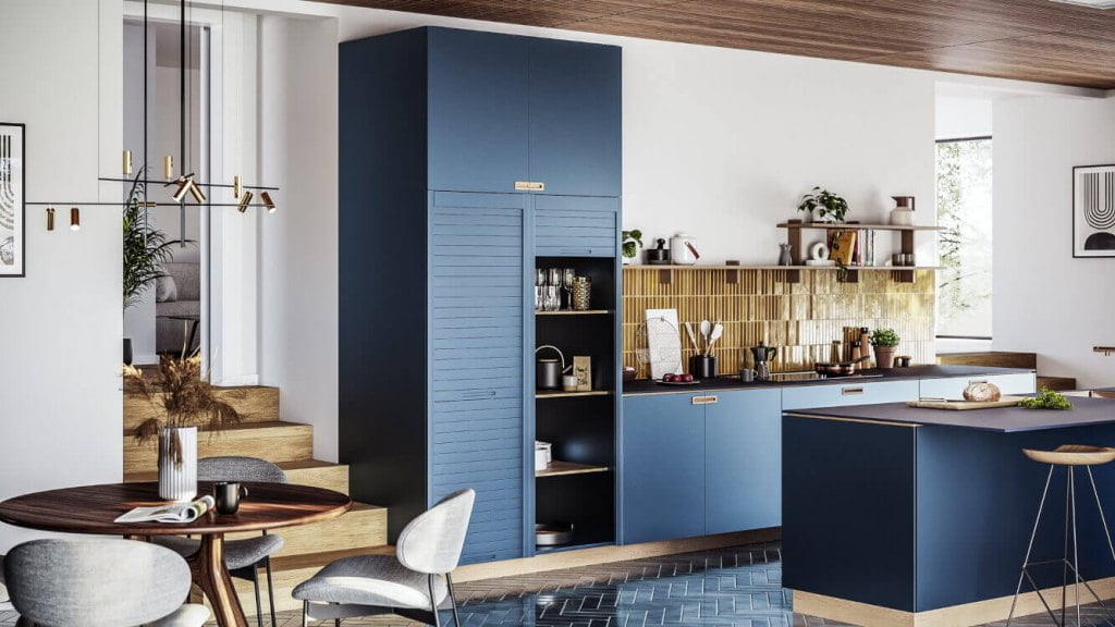 Kuchnia z wykorzystaniem laminatu szklanego RAUVISIO crystal deep z oferty Rehau w kolorze Opale