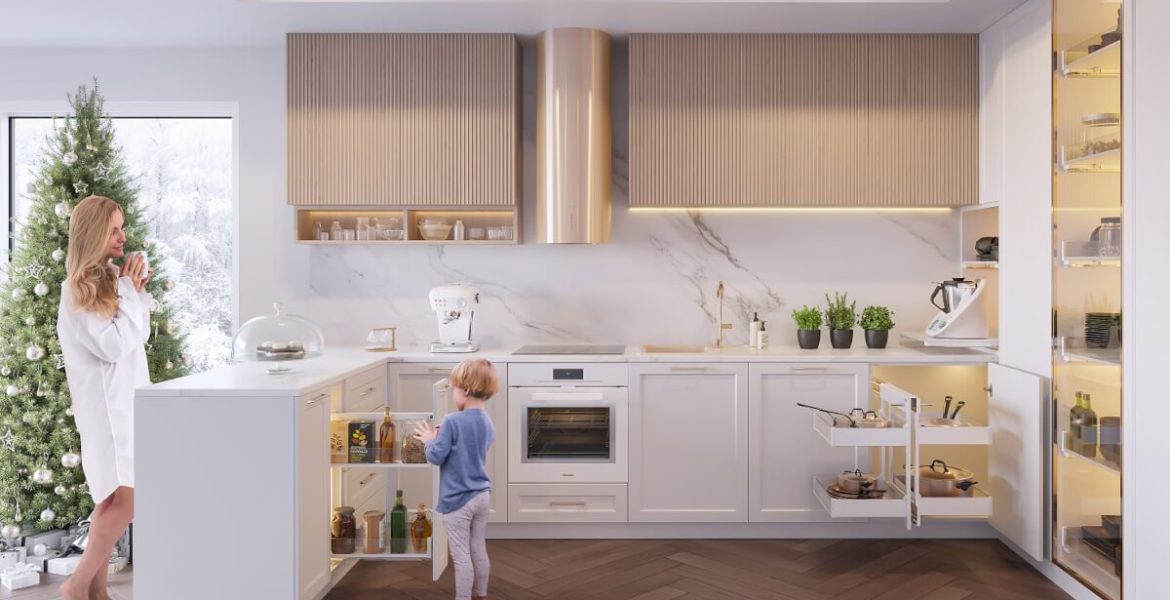 Rejs - kuchnia Puro, mama i dziecko spędzają czas w białej, pięknej kuchni - miesięcznik i portal informacyjny branży meblarskiej biznes.meble.pl