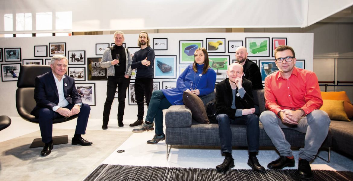 10-lecie Noti. Od lewej: Ryszard Balcerkiewicz, Jerzy Porębski, Krystian Kowalski, Renata Kalarus, Tomasz Augustyniak, Piotr Kuchciński i Tomek Rygalik. Poznań, „Arena Design”, 2015 r.