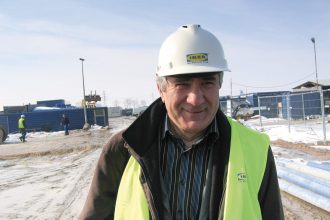 Ryszard Balcerkiewicz na budowie Domoteki w Warszawie, 2006 r.