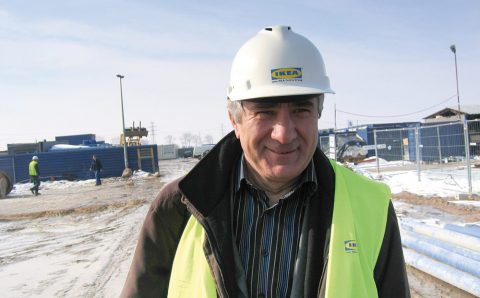 Ryszard Balcerkiewicz na budowie Domoteki w Warszawie, 2006 r.