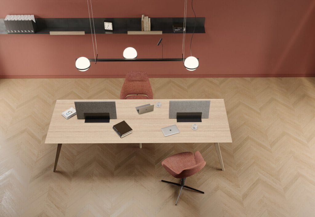 Schattdecor - duża wizualizacja dekoru Riva na meblach biurowych - miesięcznik i portal informacyjny branży meblarskiej biznes.meble.pl