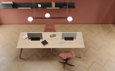 Schattdecor - duża wizualizacja dekoru Riva na meblach biurowych - miesięcznik i portal informacyjny branży meblarskiej biznes.meble.pl