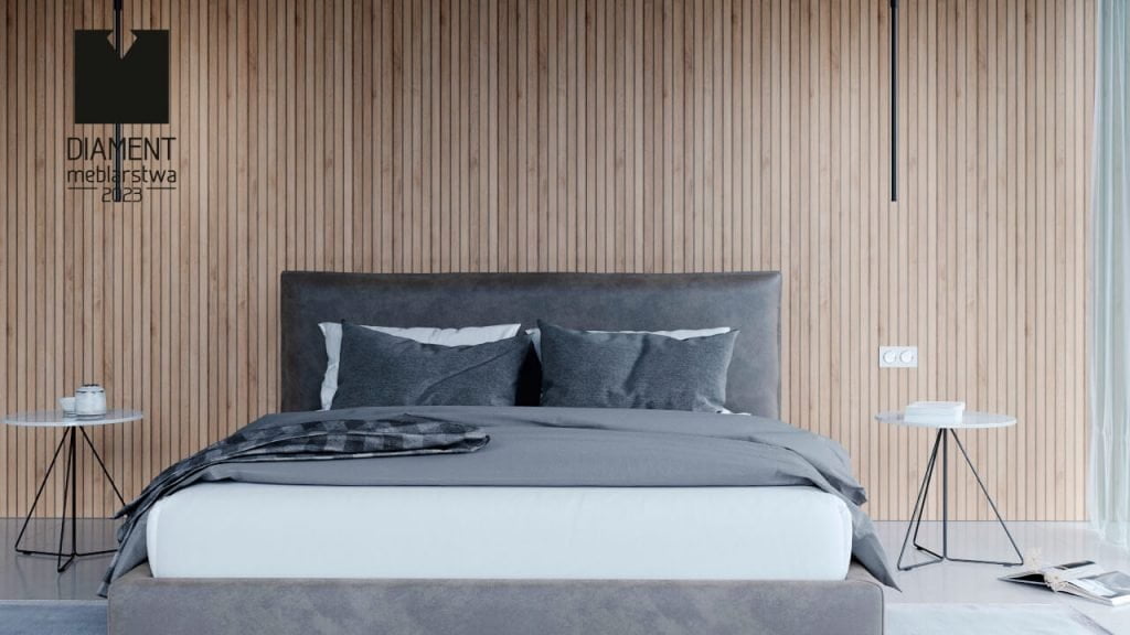 Dekor Tablilla z oferty Impress Dekor z nagrodą w konkursie "Diament Meblarstwa 2023", zastosowanie w sypialni.