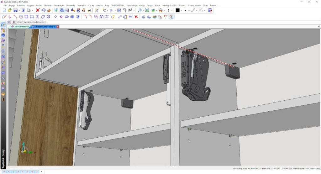 TopSolid Wood - program do projektowania mebli z podnośnikami Hafele - miesięcznik i portal informacyjny branży meblarskiej biznes.meble.pl