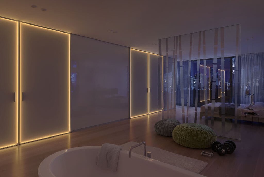 W drzwiach S1200LED Raumplus kolor światła dostosujesz do pory dnia i nastroju. Sterowanie odbywa się pilotem.