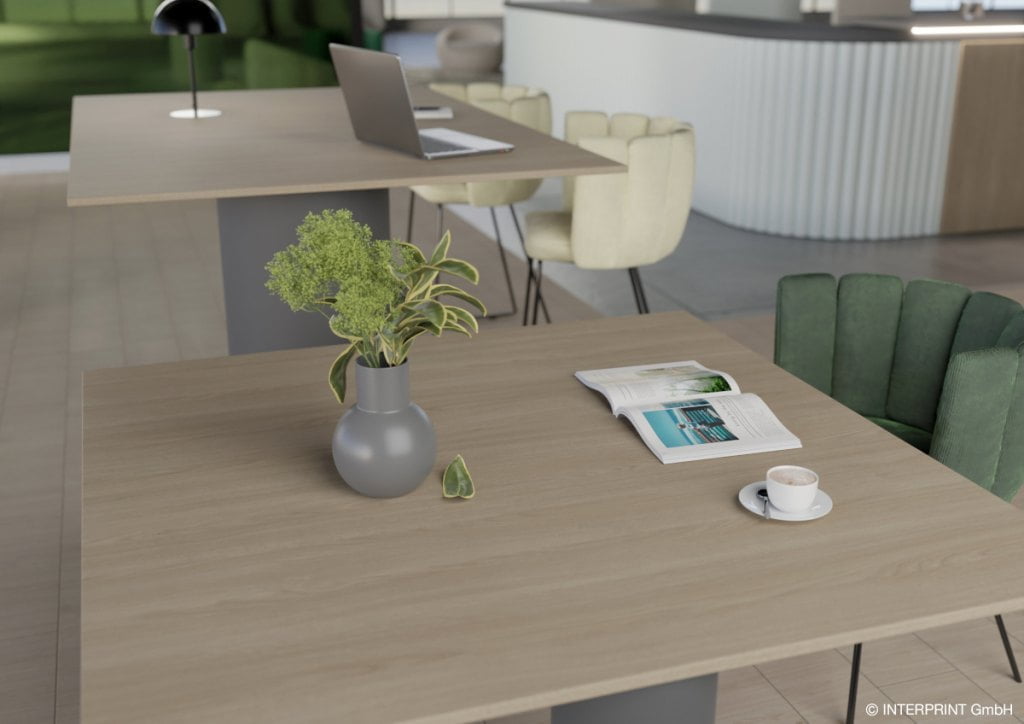 Interprint - dekor Port Oak na blacie stołu