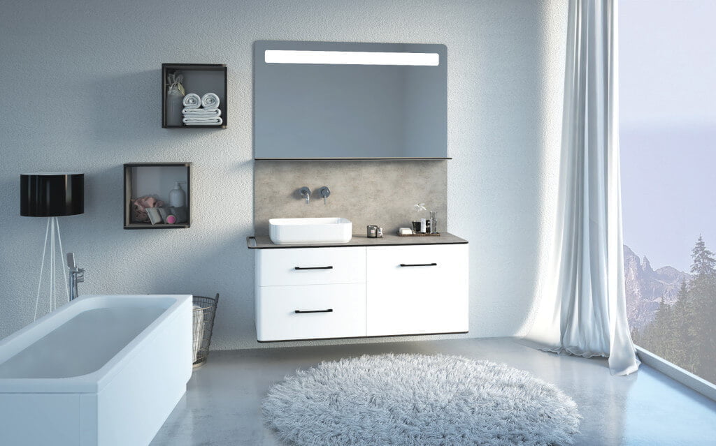Kolekcja mebli łazienkowych „Danubio 2.0” projektu Krzysztofa Chróścielewskiego marki Devo łączy w sobie nowoczesność z elementami postmodernistycznymi.