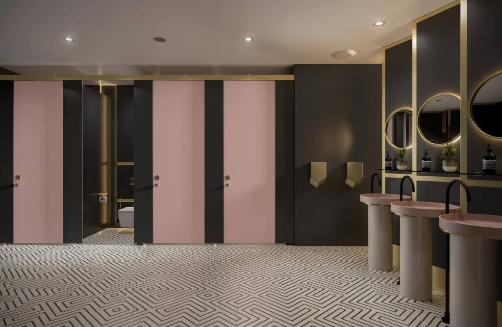 „Formica Washroom Collection” marki Formica – kolekcja laminatow do przestrzeni sanitarnych.