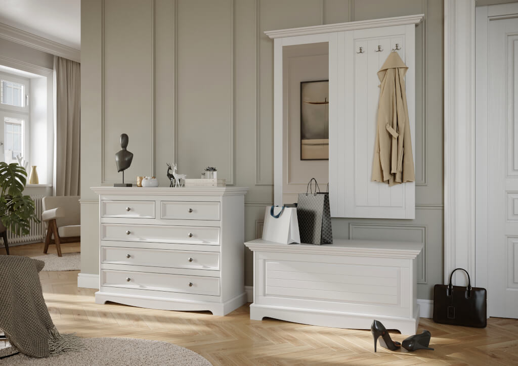 Praktyczna drewniana komoda „Belluno Elegante” od Komodo Meble.