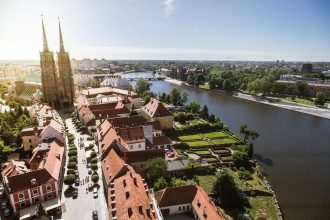 Widok na Ostrów Tumski we Wrocławiu