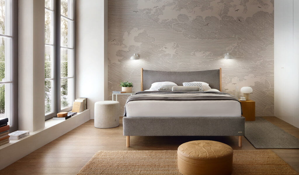 Natura w domu: inspiracją do stworzenia łóżka tapicerowanego „Nature” Comforteo była otaczająca nas przyroda oraz materiały pochodzenia naturalnego.