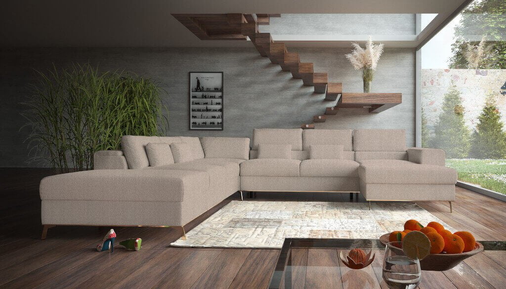 Narożnik „Chrome.new” firmy Libro w tkaninie „Good morning 09” z firmy Davis Fabrics.