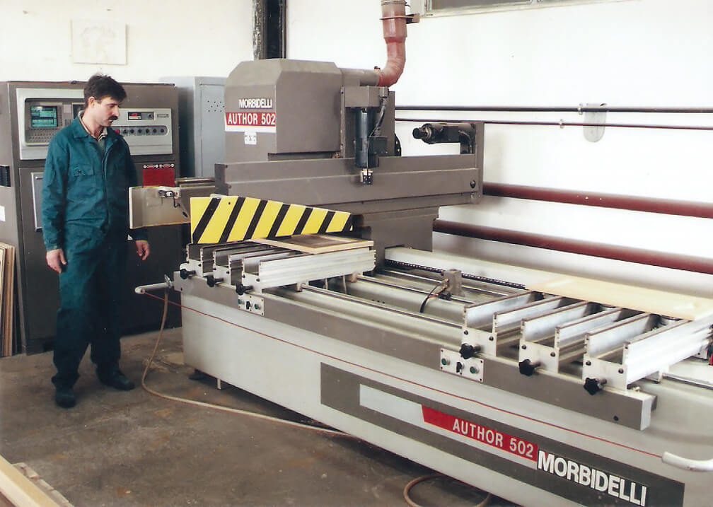 Pierwsza frezarka Leszka Wójcika do płyty MDF, lata 90.