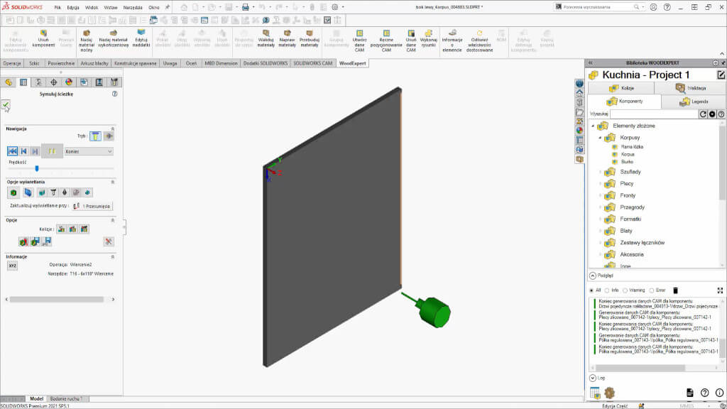 Symulacja ścieżek obróbki drewna Woodexpert firmy Solidexpert.