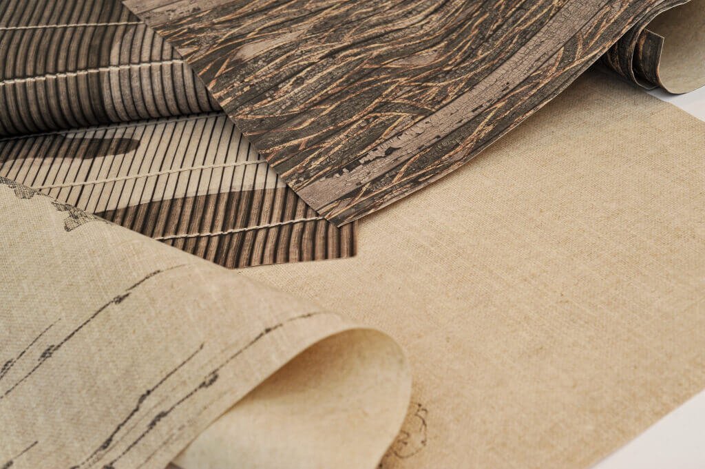 Kolekcja ekologicznych tapet „Biolen Terra” drukowanych na wymiar na podkładzie z organicznego lnu, projekt: Joanna Dulewicz, Kamil Kopaczka i Mikołajska Studio, producent: Dekorami.