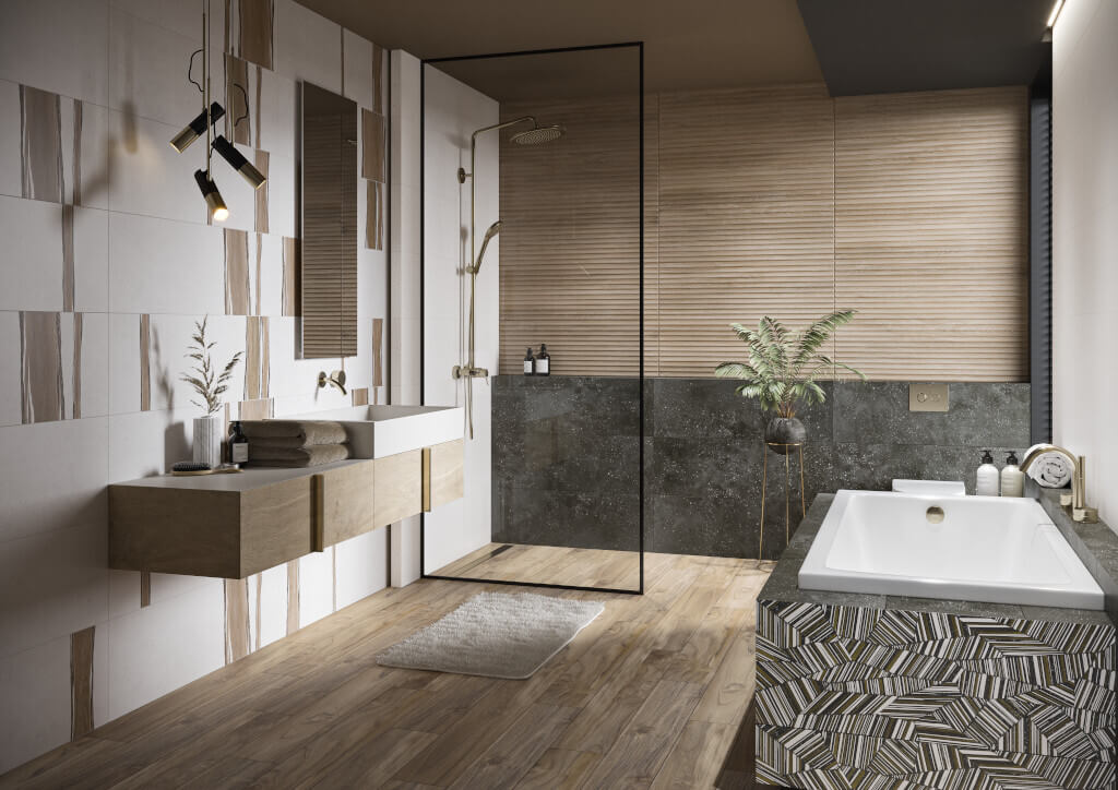 Łazienka z elementami z Leroy Merlin.