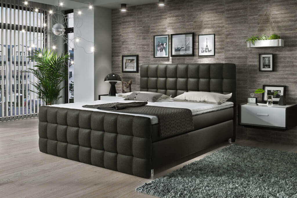 „Imperia” to wyraziste łóżko kontynentalne Comforteo. Charakterystyczne dla niego jest pikowane wezgłowie współgrające z przednóżkiem.