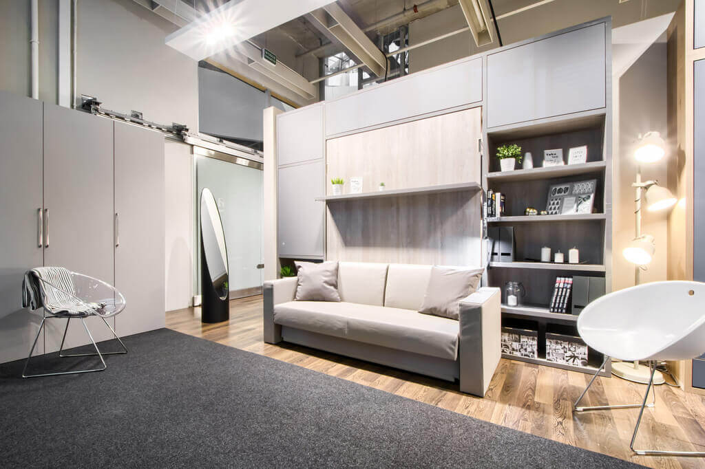 „ClickBed V Sofa” firmy ClickBed – łóżko w szafie z sofą – bestseller wśród łóżek w szafie. Połączenie dwóch mebli w jednym zapewnia oszczędność miejsca oraz daje możliwość aranżacji wnętrza bez kompromisów.