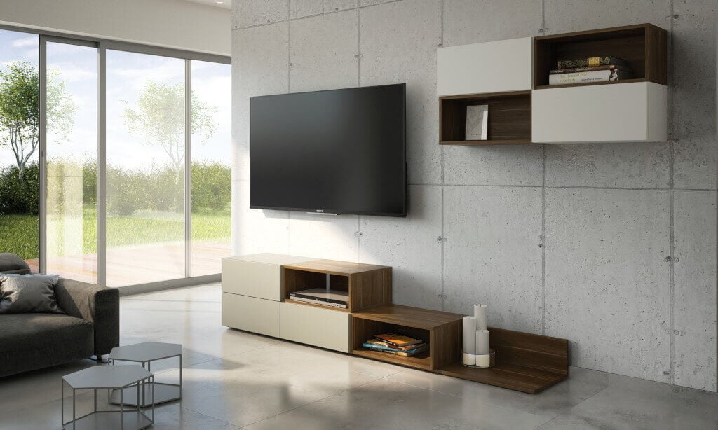 Kolekcja „Blokk” firmy Tobo składa się z modułów szafek wiszących oraz stojących, które można dowolnie ze sobą zestawiać, co pozwala na nieskończoną liczbę konfiguracji.