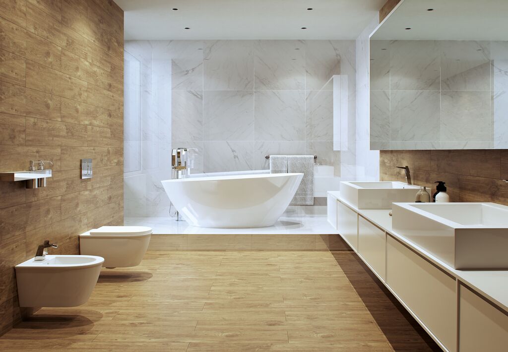 Płytki gresowe użyte do zaaranżowania przestrzeni łazienkowej Maxfliz MH-NA212HO, możliwe do nabycia w Galerii Wnętrz Domar, to materiał drewnopodobny imitujący miodowy odcień drewna, polecany do stosowania w łazienkach i w kuchniach.