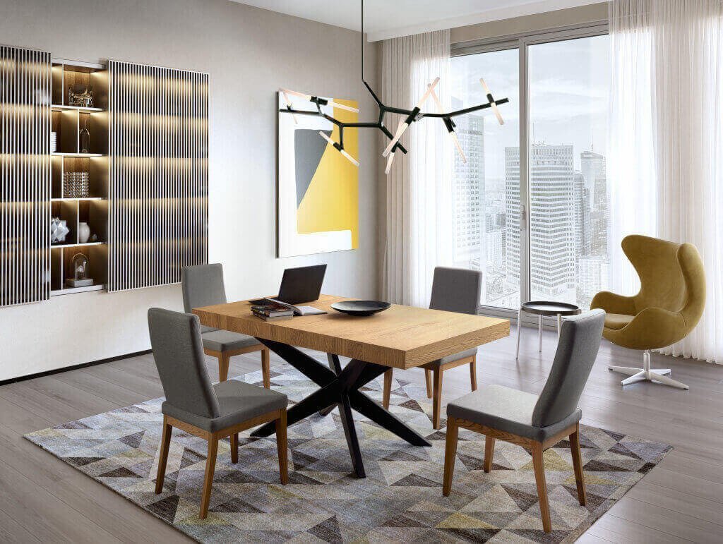 „Polaris” Szynaka-Meble, stół rozsuwany (140-230 cm) o wymiarach 140x78x95 cm (szer. x wys. x gł.).