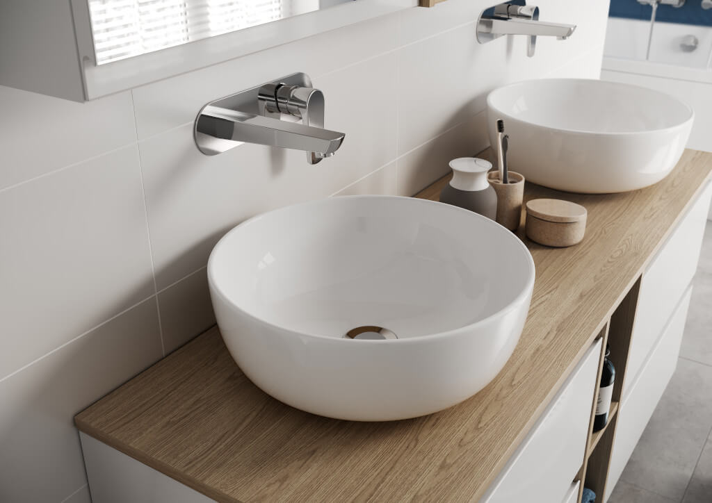 W ofercie umywalek w kolekcji „Moduo” od Cersanit są m.in. nowoczesne, geometryczne umywalki meblowe, minimalistyczne umywalki wpuszczane w blat, a także umywalki nablatowe w klasycznych formach geometrycznych.
