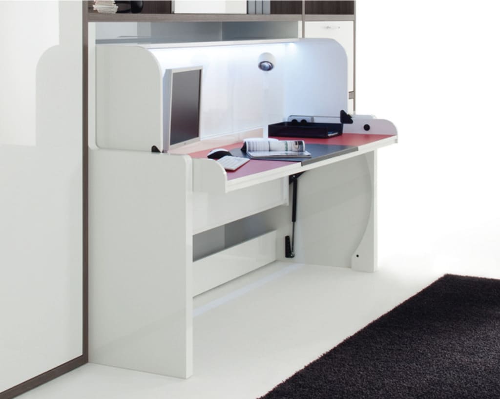 „Tavoletto”, czyli system 2w1 Häfele. To funkcjonalne biurko-łóżko znakomicie sprawdzi się w małej przestrzeni.