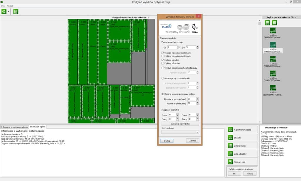 W portfolio firmy CAD Projekt K&A znajduje się również program CAD Rozkrój, który pozwala dokładnie obliczyć wykrojenie formatek szafki z płyty.