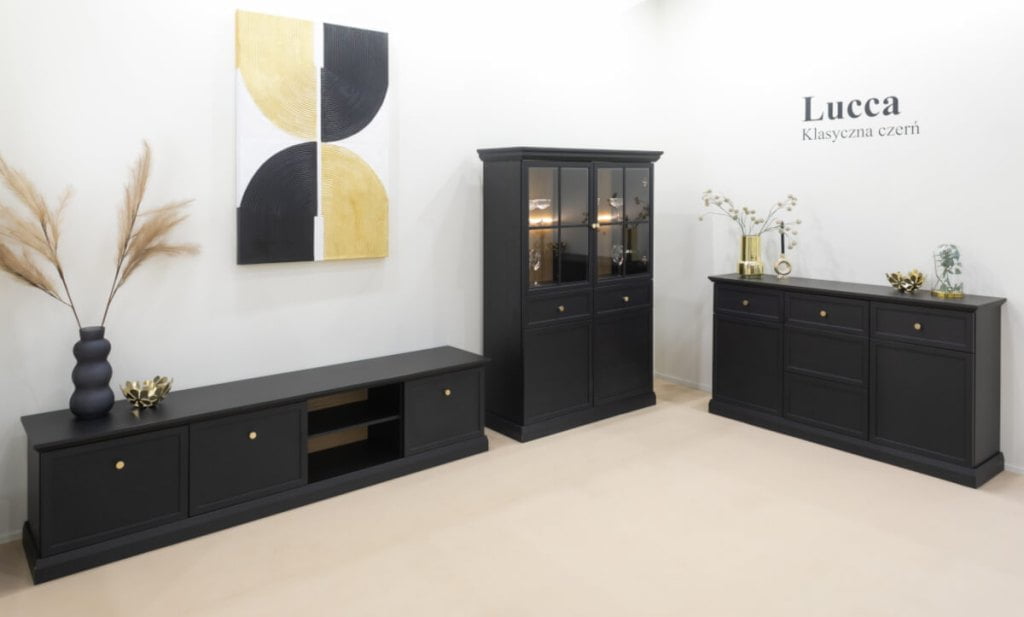 Gała Meble - meble do salonu Lucca na stoisku, na targach Meble Polska 2024 w Poznaniu