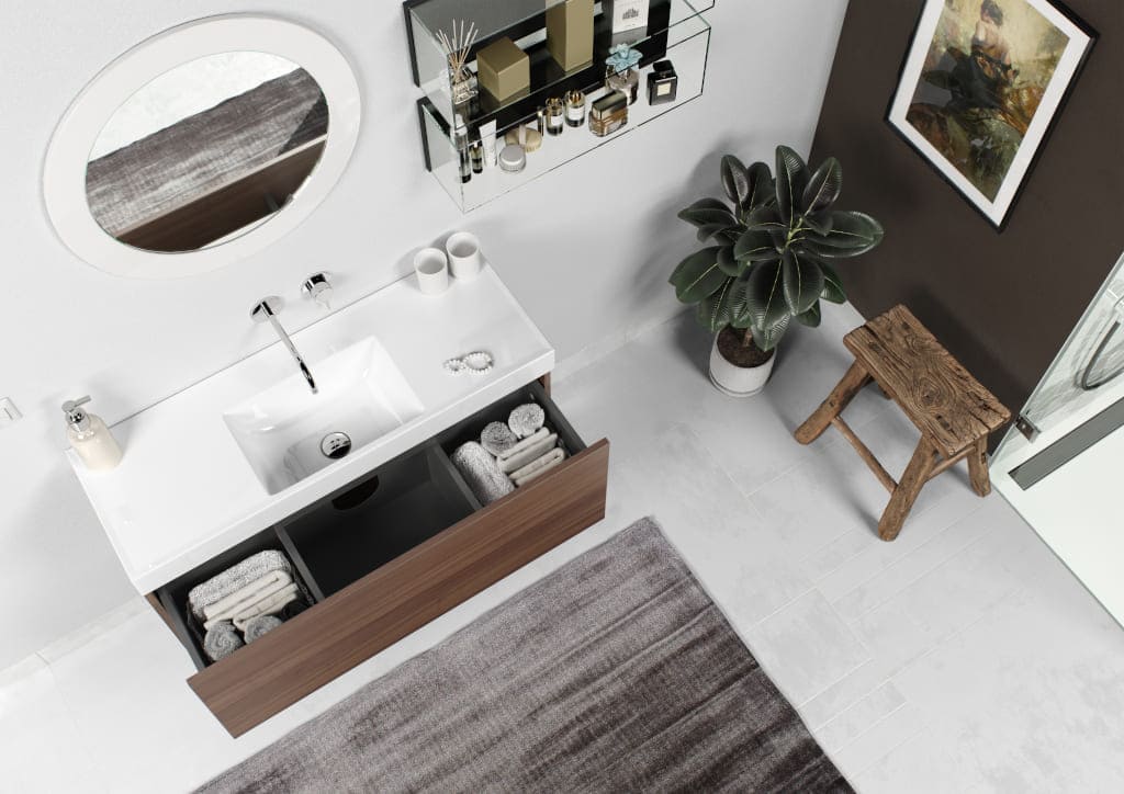 W kolekcji „Slim” firmy Noclaf zastosowano głębokie szuflady podzielone na segmenty.