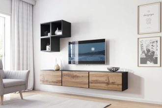 Meblościanka „Rock” Meble Pumo. Atutem „Rock” jest modułowość, dzięki czemu dowolnie można konfigurować ustawienie.