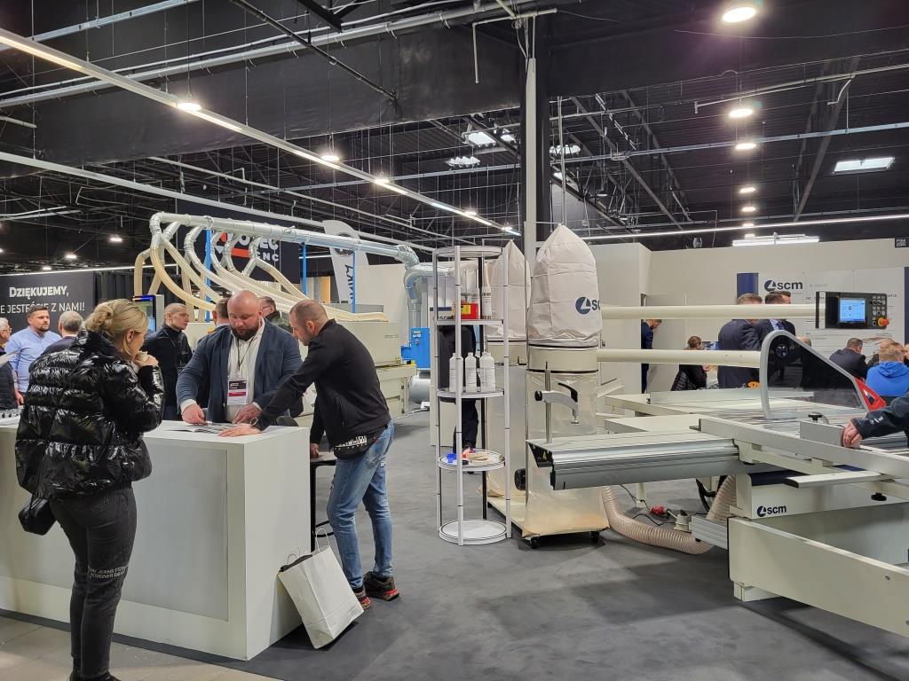 Stoisko firmy SCM na targach Wood Tech Warsaw Expo, Nadarzyn, 7-9 marca 2023 r.