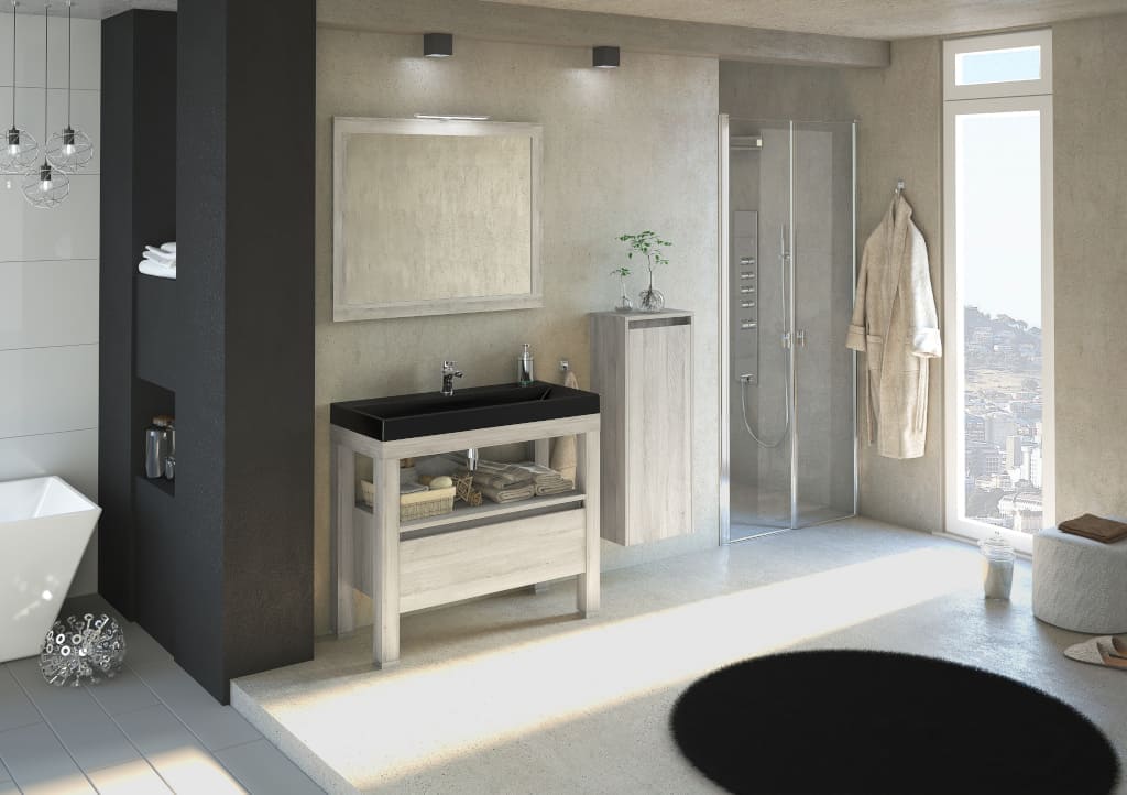 W serii „Ambiente” firmy Devo występuje m.in. szafka pod umywalkę o szerokości 100 cm, osadzona na solidnych nogach.