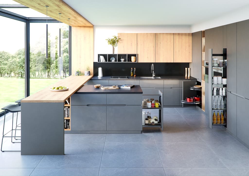 System Corner Optima Rejs gwarantuje optymalne wykorzystanie przestrzeni dolnej szafki narożnej w kuchni.