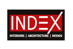 Logo targów Index w Indiach na czarnym tle