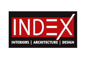 Logo targów Index w Indiach na czarnym tle