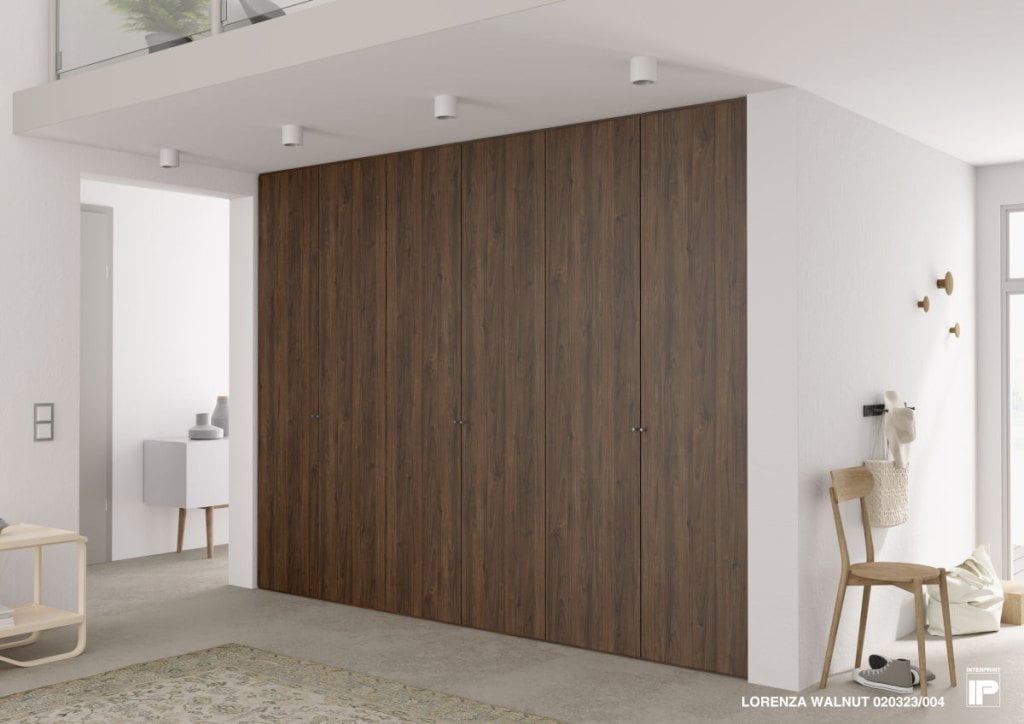 Interprint - dekor Lorezna Walnut na wizualizacji szafy