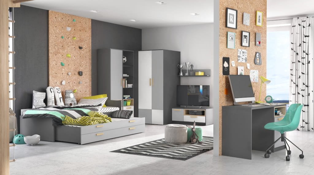 Wybierając łóżka z dodatkowym materacem wsuwanym pod główną konstrukcję zaoszczędzimy sporo miejsca w pokoju. W kolekcji „Pok” marki Lenart znaleźć można model z szufladą i drugim materacem oraz pojemnikiem na pościel.