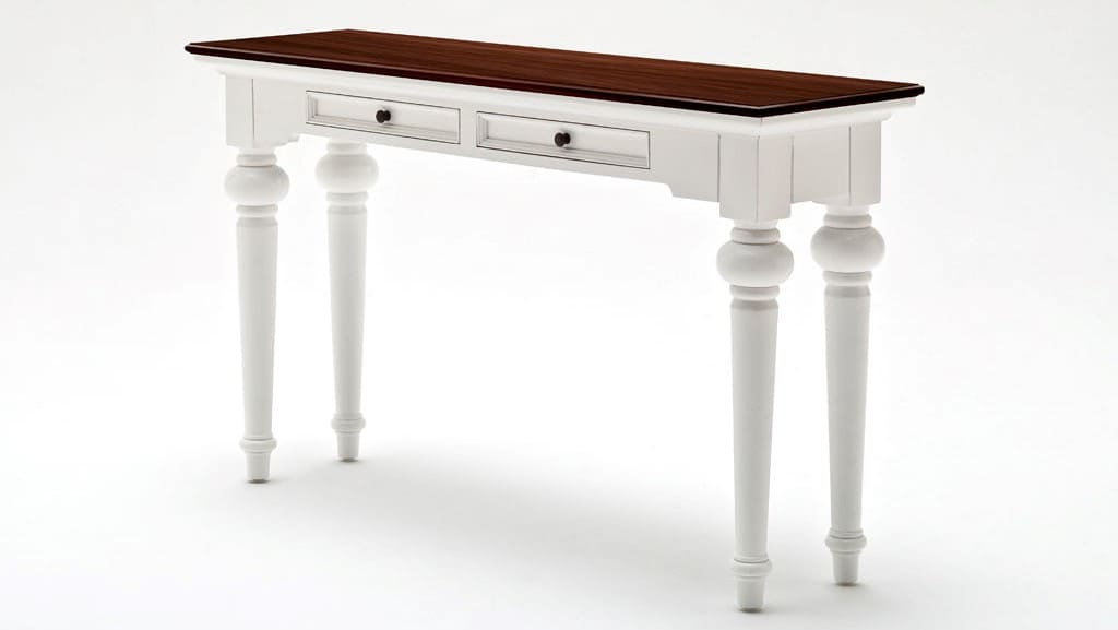 Elegancka, mahoniowa konsola „Halifax Akcent” (dystr. Seart) utrzymana jest w stylu mebli prowansalskich.