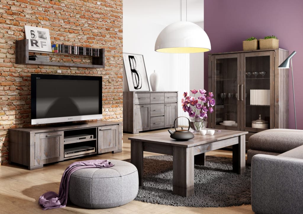 Kolekcja mebli drewnianych do salonu „Modern” z oferty firmy Meblo-Wosk.