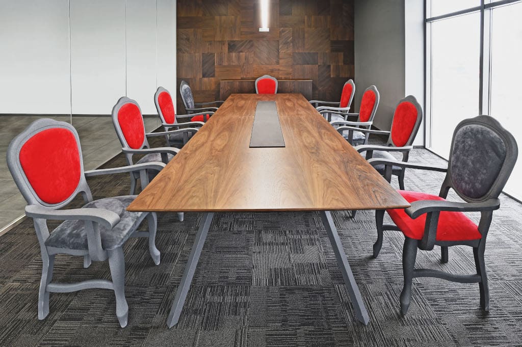 „SK-X100” to jeden z modeli stołów konferencyjnych z oferty firmy Dobra Forma.