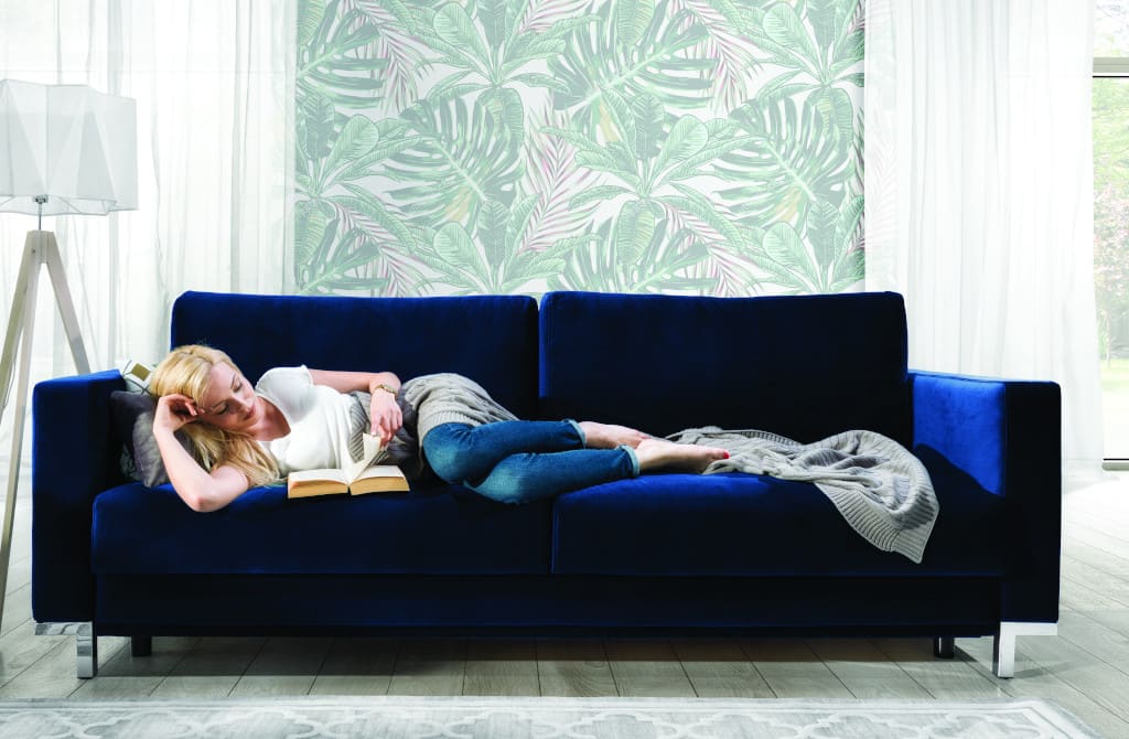 Sofa „Modo” marki Wajnert w materiale „Mela” typu welur.