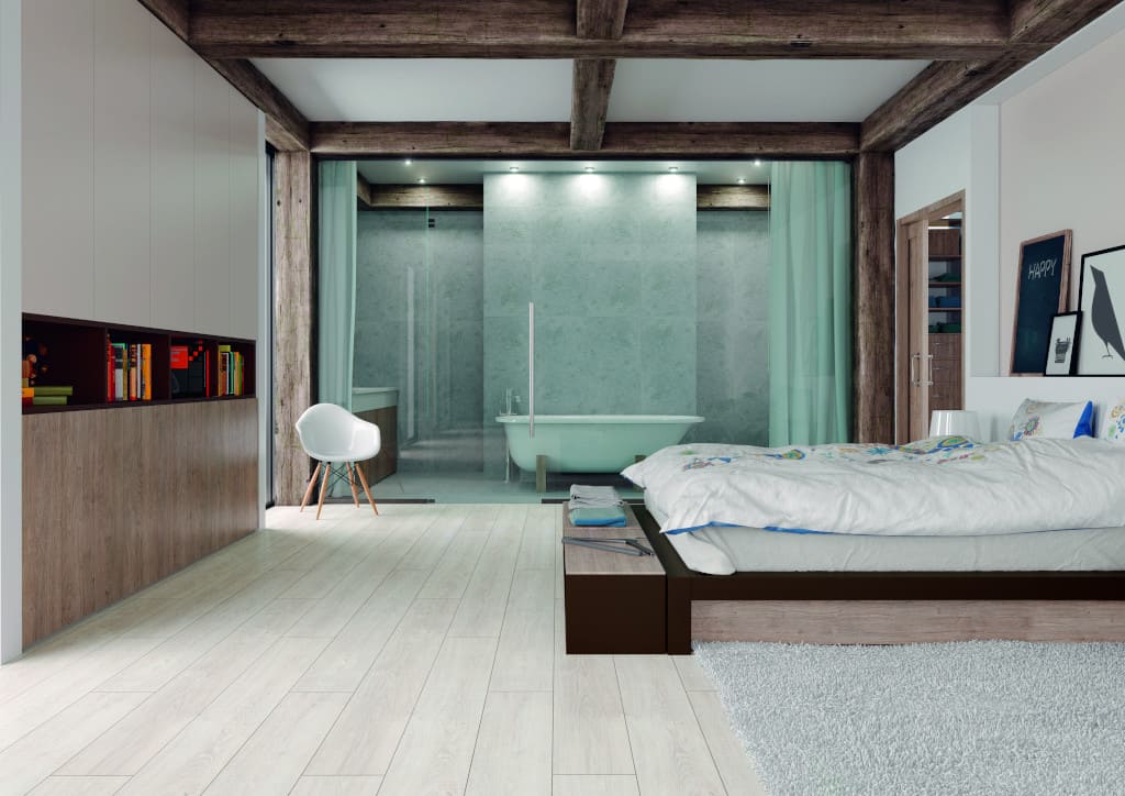 Sypialnia z produktów Swiss Krono.