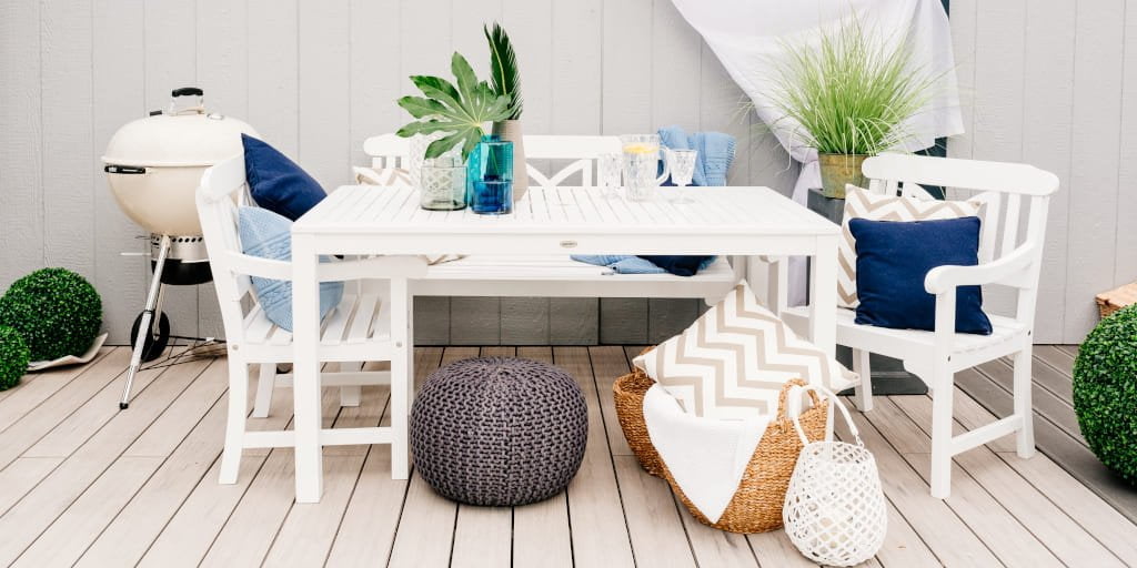 Zestaw mebli „Odense” został wykonany z bardzo wytrzymałego drewna akacjowego oferowanego przez DLH.